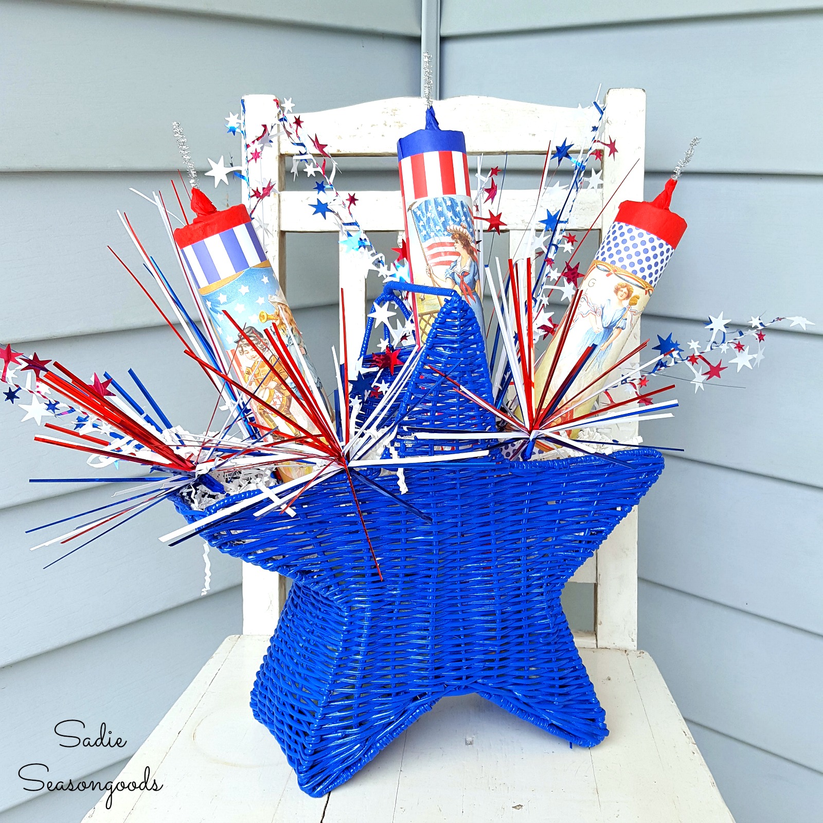 DIY Vintage/Repurposed Firecracker Patriotic Decor from Sadie Seasongoods