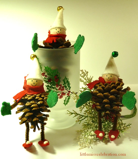 Three pinecone elves Three pinecone elves