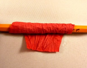 Paper twist petal rolled around pencil Paper twist petal rolled around pencil