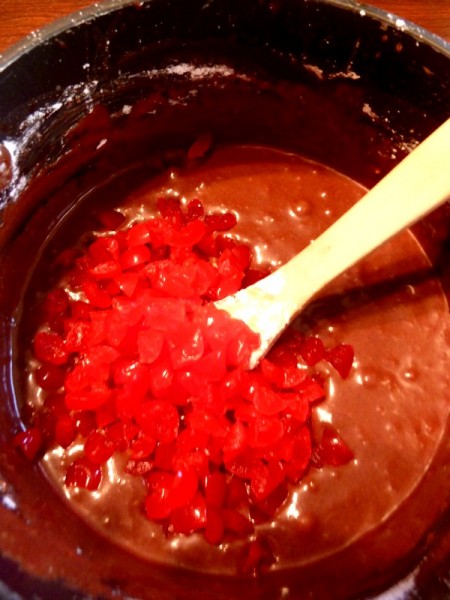 Adding the chopped cherries