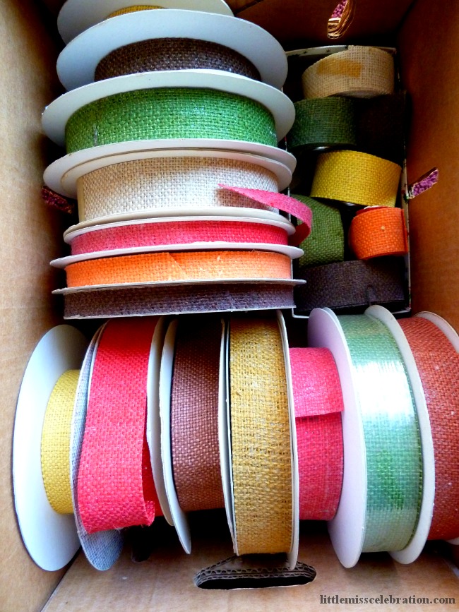Box of burlap ribbon