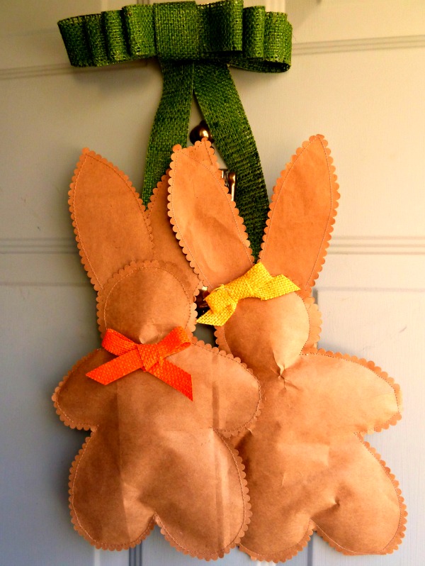 Paper Bag Bunnies from brown paper grocery bags! At littlemisscelebration.com Paper Bag Bunnie