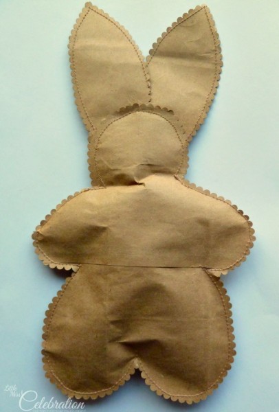Completed stuffed paper bag bunny Completed stuffed bunny