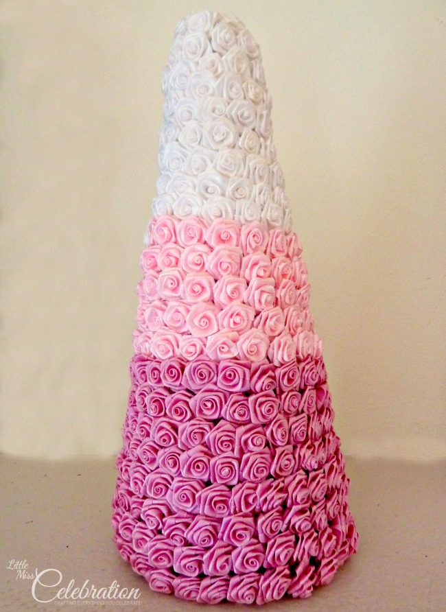 Ombre Ribbon Rose Topiary at littlemisscelebration.com Ombre Ribbon Rose Topiary at littlemisscelebration.com