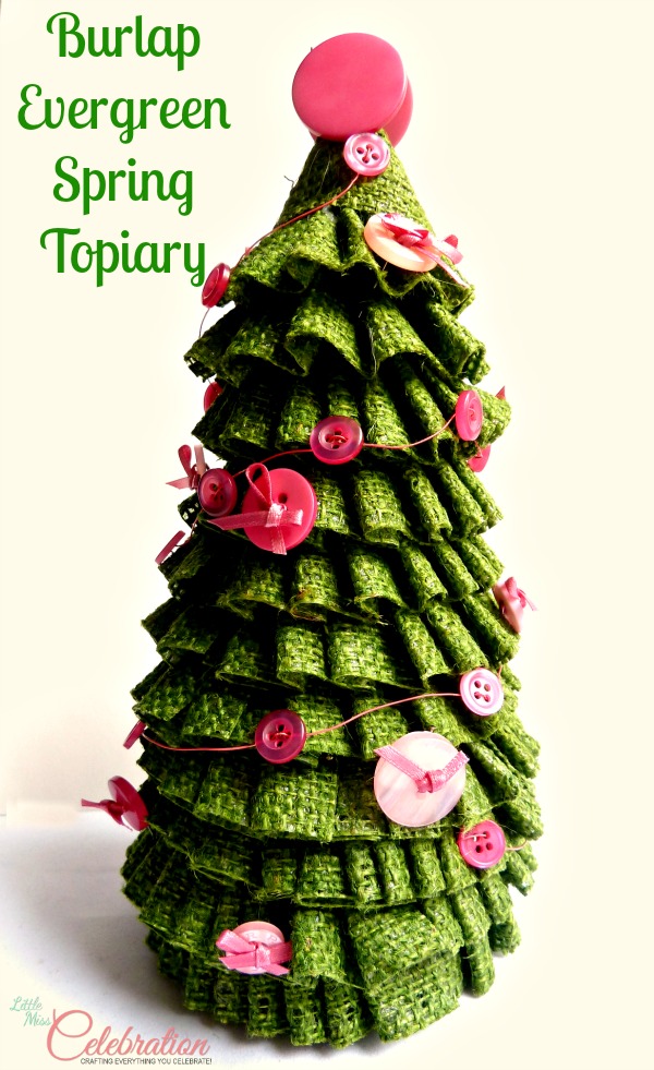 Burlap Ribbon Evergreen Spring Topiary