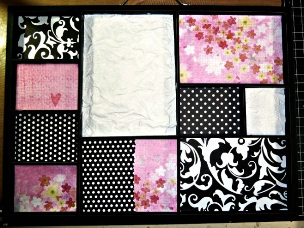 Paper Mod Podged to tray openings