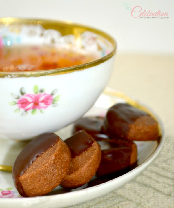 Double Chocolate Shortbread Bites, a perfect little one-bite chocolate treat! By Little Miss Celebration, guest posting at It Bakes Me Happy