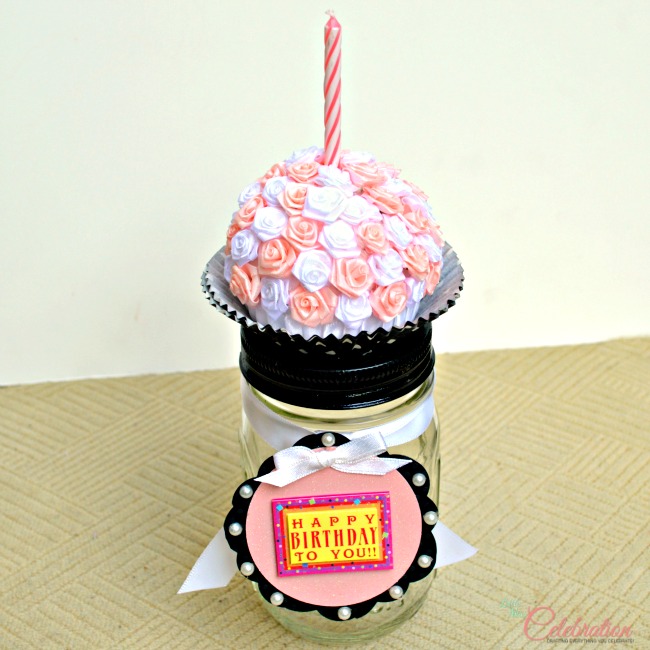 Birthday "Cupcake" Mason Jar - A cute & fun way to give cash or a gift card! At Little Miss Celebration Birthday "Cupcake" Mason Jar - A cute & fun way to give cash or a gift card! At Little Miss Celebration