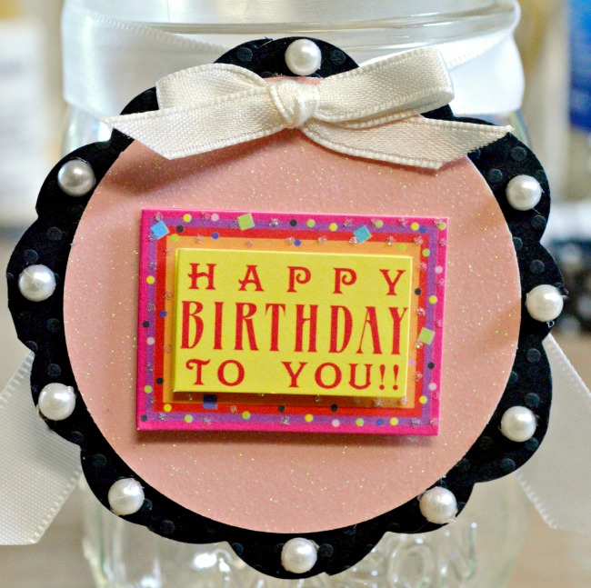 Birthday "Cupcake" Mason Jar - A cute & fun way to give cash or a gift card! At Little Miss Celebration Birthday "Cupcake" Mason Jar - A cute & fun way to give cash or a gift card! At Little Miss Celebration