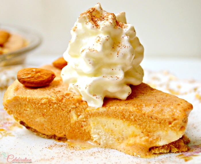It's a very pumpkin birthday celebration with a side of cool!  Frosty Pumpkin Ice Cream Pie - easy, quick and delicious! littlemisscelebration.com