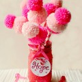 Pom Pom Flowers of Hope Bouquet - put them on your desk, give some away and support hope, awareness and cure during October. From Little Miss Celebration