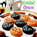 Fun, festive Halloween Candy Covered Oreos - it's Halloween on a plate! littlemisscelebration.com