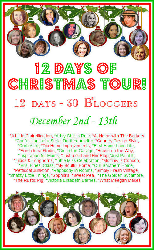 Join 30 great bloggers for The 12 Days of Christmas Tour! Lots of fun, inspiration and holiday cheer from December 2-13!