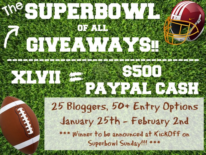 Super Bowl Giveaway - Win $500 in Paypal cash, plus great recipes to get ready for the big game!