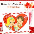 Make a fast and sweet Retro 3-D Valentine with this sweet printable. So cute! littlemisscelebration.com