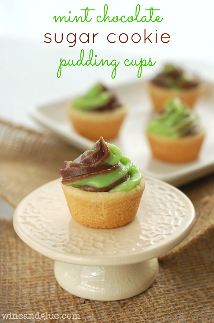Mint Chocolate Sugar Cookie Pudding Cups from Wine & Glue