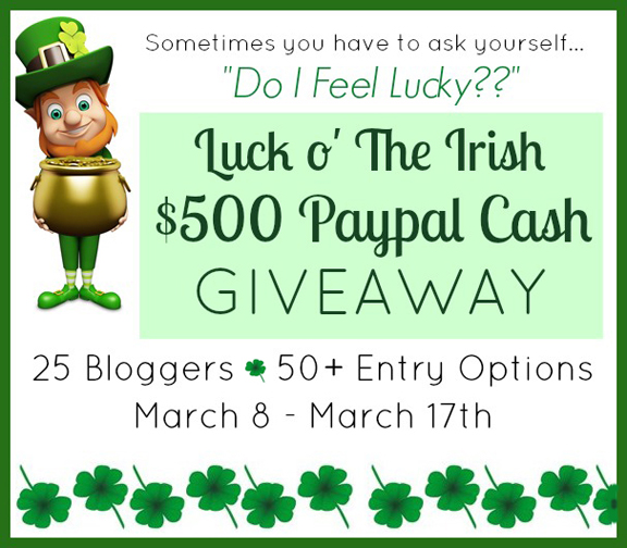 Do you feel lucky? Grab a chance to win $500 in Paypal Cash in Luck o' the Irish Giveway at littlemisscelebration.com