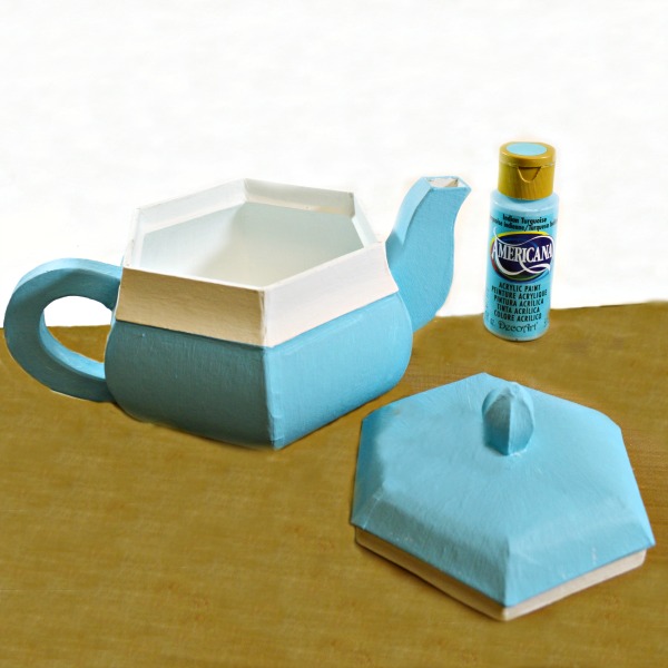 Paper Mache Teapot Box for Mom - fill with tea, a gift card, flowers or more! A special treasure box for Mom from littlemisscelebration.com