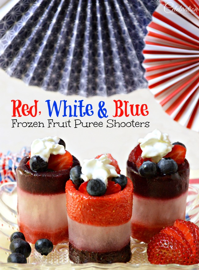 Red, White & Blue Frozen Fruit Puree Shooters