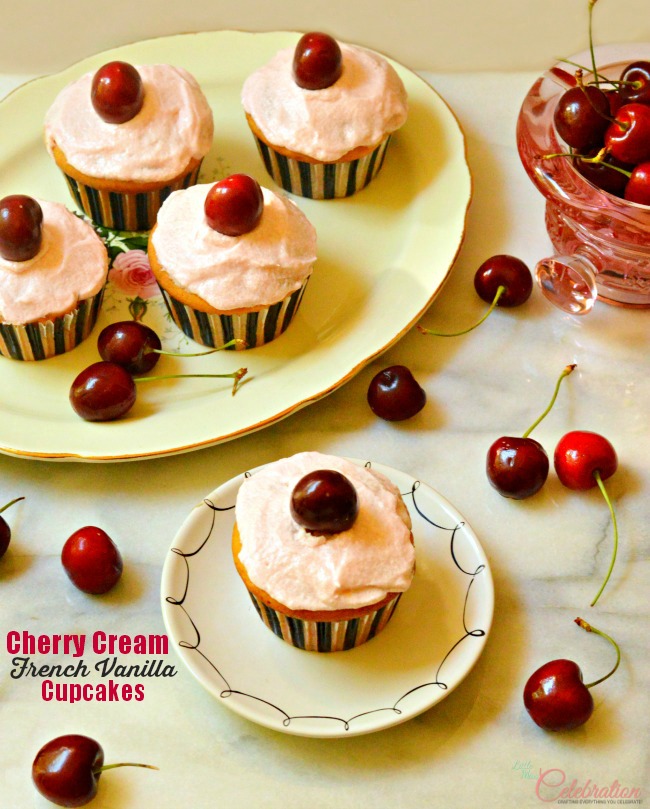 Cherry Cream French Vanilla Cupcakes