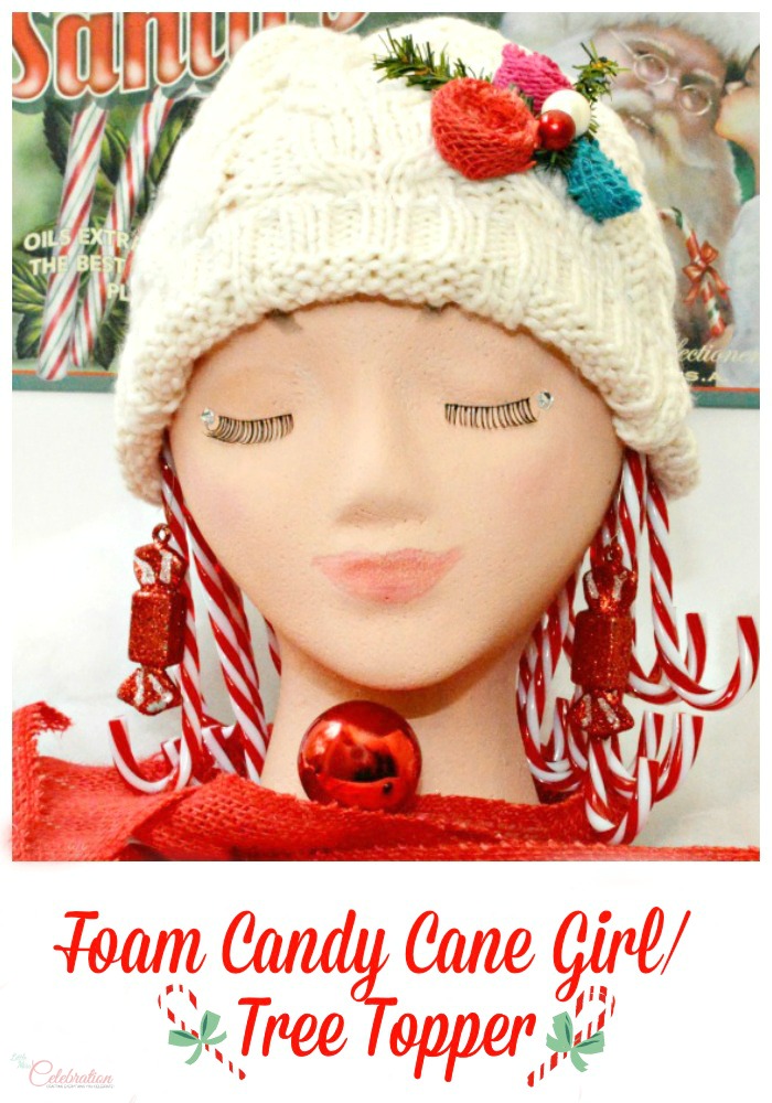 Foam Candy Cane Girl/Tree Topper