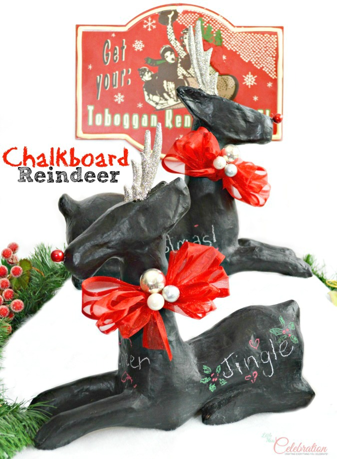 Paper Mache Chalkboard Reindeer