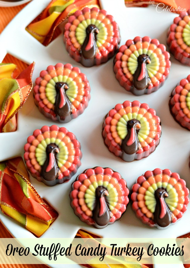 Oreo Stuffed Candy Turkey Cookies
