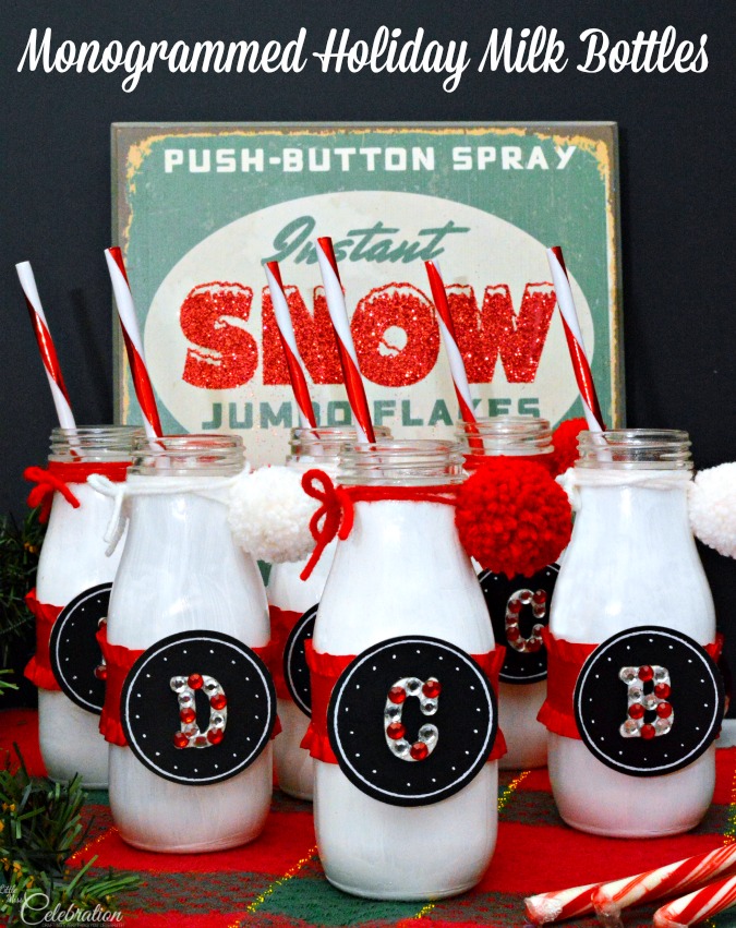Monogrammed Holiday Milk Bottles