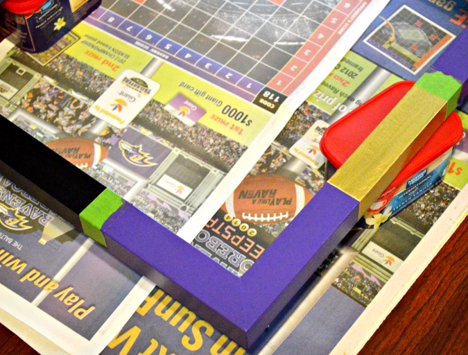 Turn an old picture frame into a fun football tray that celebrates your home team spirit! Great DIY gift idea for the football lover! At littlemisscelebration.com Turn an old picture frame into a fun football tray that celebrates your home team spirit! Great DIY gift idea for the football lover! At littlemisscelebration.com