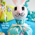 With some fabric, felt and Styrofoam balls, it's easy to create some cute roly poly bunnies for Easter! No sewing needed! From littlemisscelebration.com