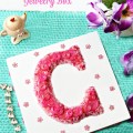 A DIY Buttoned & Beaded Monogrammed Jewelry Box makes a pretty gift for Mom & every special lady in your life! Add a piece of jewelry inside and it's a double gift! At littlemisscelebration.com