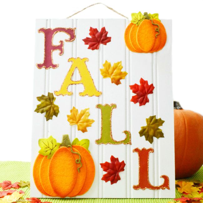 Put together an Easy Fall Sign to celebrate autumn's arrival. Quick & easy! at littlemisscelebration.com
