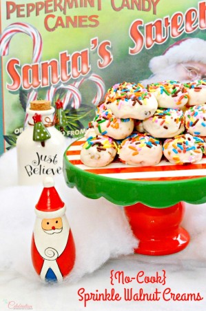 With No-Cook Sprinkle Walnut Creams, you can have a family candy-making party! Super easy & creamy, crunchy deliciousness! Recipe at littlemisscelebration.com