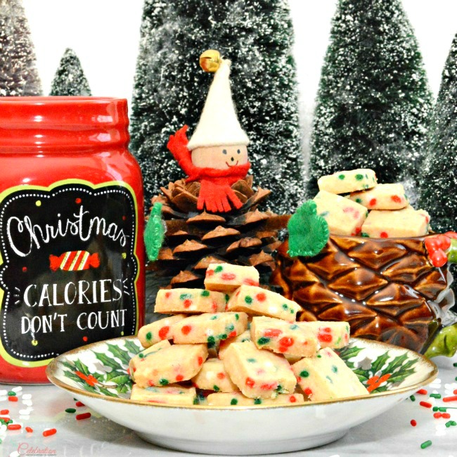 Just 4 ingredient make these addictive little Shortbread Bites! Part of the 2015 Cookie Exchange! littlemisscelebration.com
