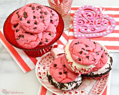Need an easy treat for Feb. 14? These super easy Strawberry Shake Cookies Ice Cream Sandwiches start with a mix! At littlemisscelebration.com