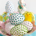 Easily bejewel eggs from a bottle! Liquid Pearl Eggs make dazzling decor for spring! At littlemisscelebration.com