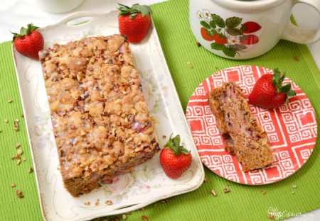 Grab some luscious berries and make this fantastic Fresh Strawberry Pecan Bread with Melt-Away Glaze! Everyone will want seconds! Recipe at littlemisscelebration.com