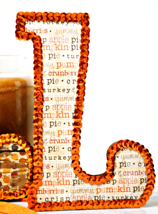 Welcome the arrival of autumn with some shimmer and shine! Sequined Fall Wood Letters are a great addition to your autumn tabletop decor. At littlemisscelebration.com