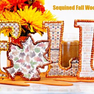 Sequined Fall Wood Letters