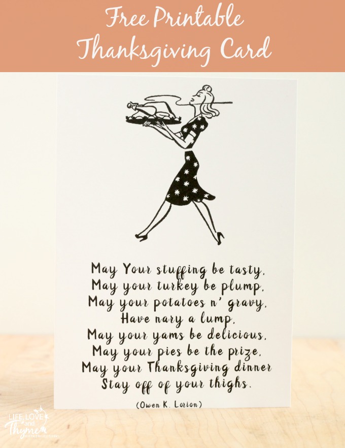 Free Printable Thanksgiving Card from Love, Life and Thyme