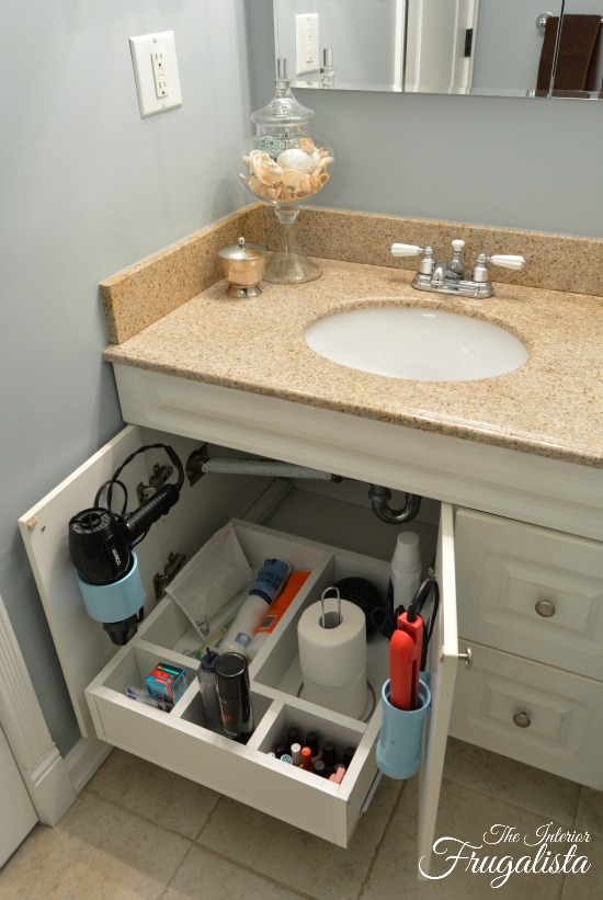 How To DIY A Bathroom Vanity Sliding Shelf from The Interior Frugalista