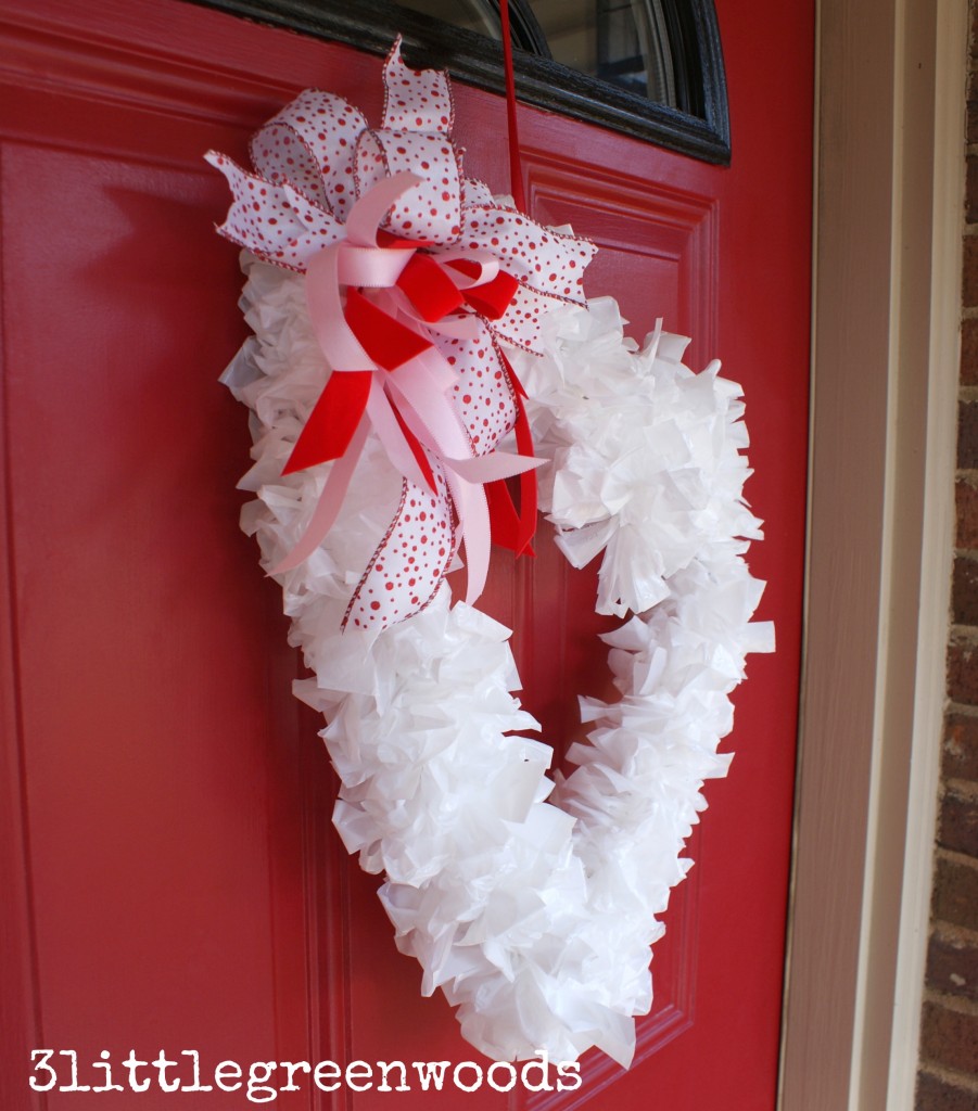 $2 Valentine Wreath Made from Trash Bags from 3 Little Greenwoods