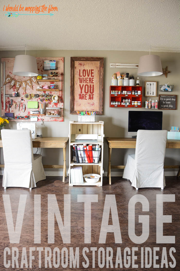 Vintage Craft Room Organization Ideas from i should be mopping the floor