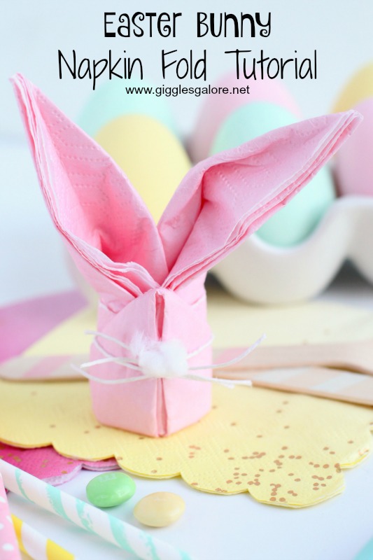 Easter Bunny Napkin Fold Tutorial from Giggles Galore