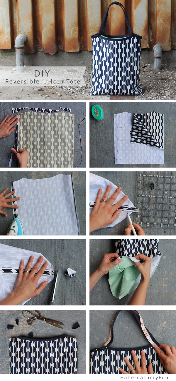 DIY Reversible 1 Hour Tote from Haberdashery Fun