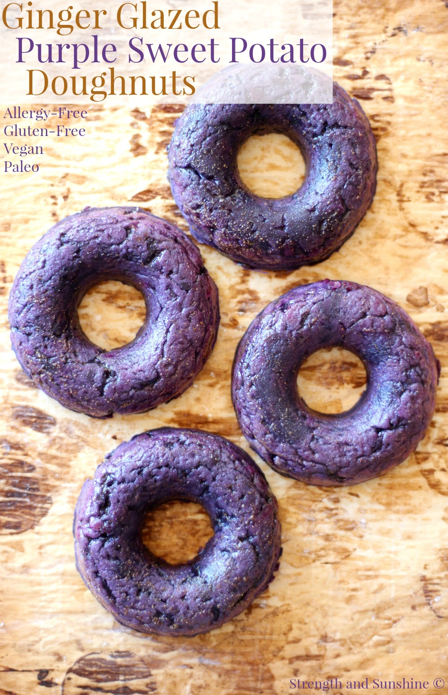 Ginger Glazed Purple Sweet Potato Doughnuts from Strength and Sunshine