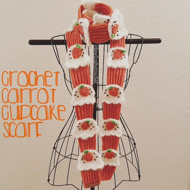 Crochet Carrot Cupcake Scarf from Sew Crafty Crochet