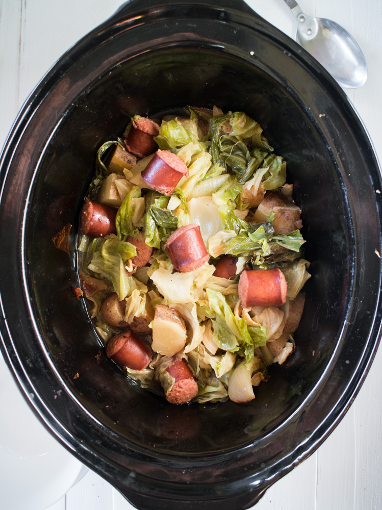 Slow Cooker Cabbage and Kielbasa from Brooklyn Farm Girl